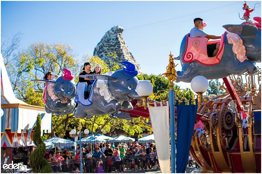 Disneyland Engagement Session on Dumbo Ride.