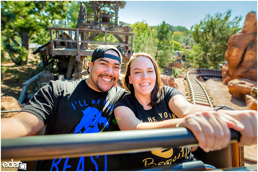 Disneyland Engagement Session on Thunder Mountain Ride.