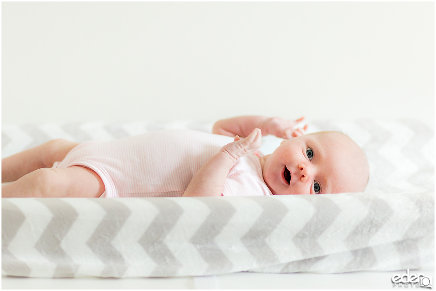 Newborn Lifestyle Portrait Session - baby on changing table.