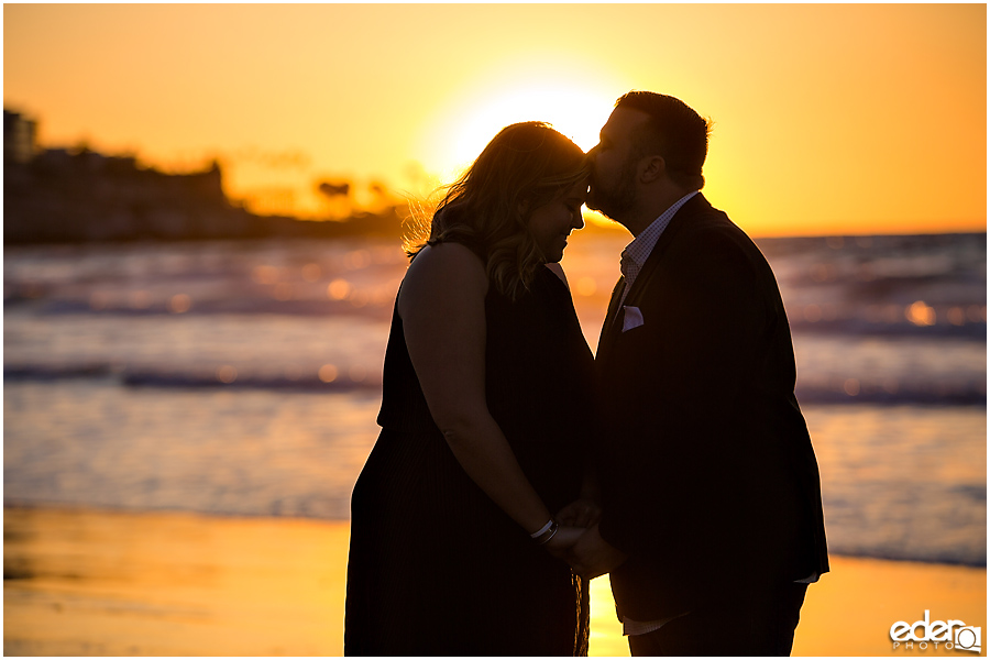 Surprise Marriage Proposal in La Jolla - portraits of couple on the beach at sunset.