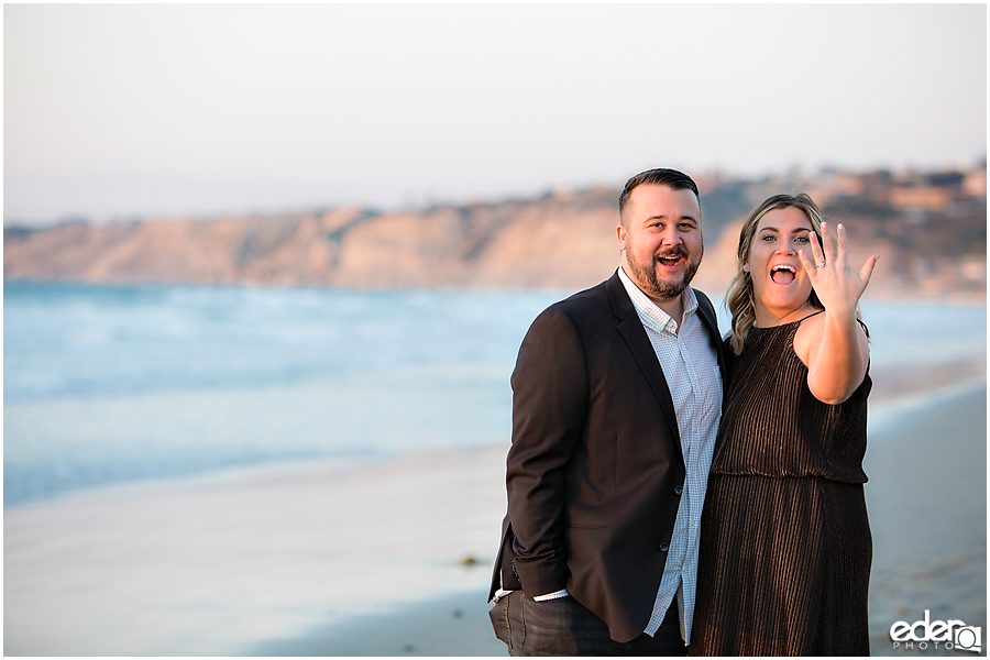 Surprise Marriage Proposal in La Jolla - portraits of couple on the beach at sunset.