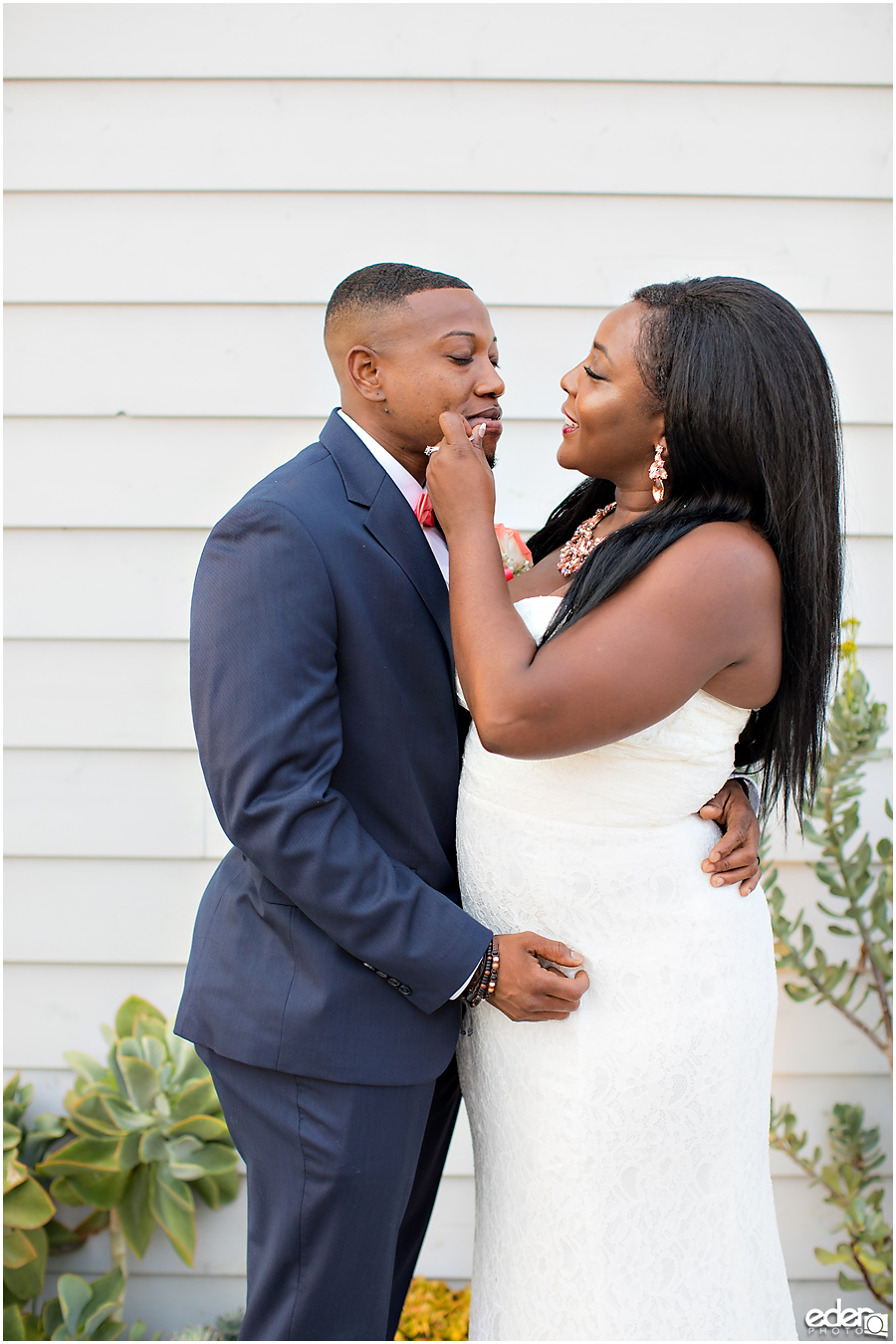 Bride and groom wedding portrait in Imperial Beach.