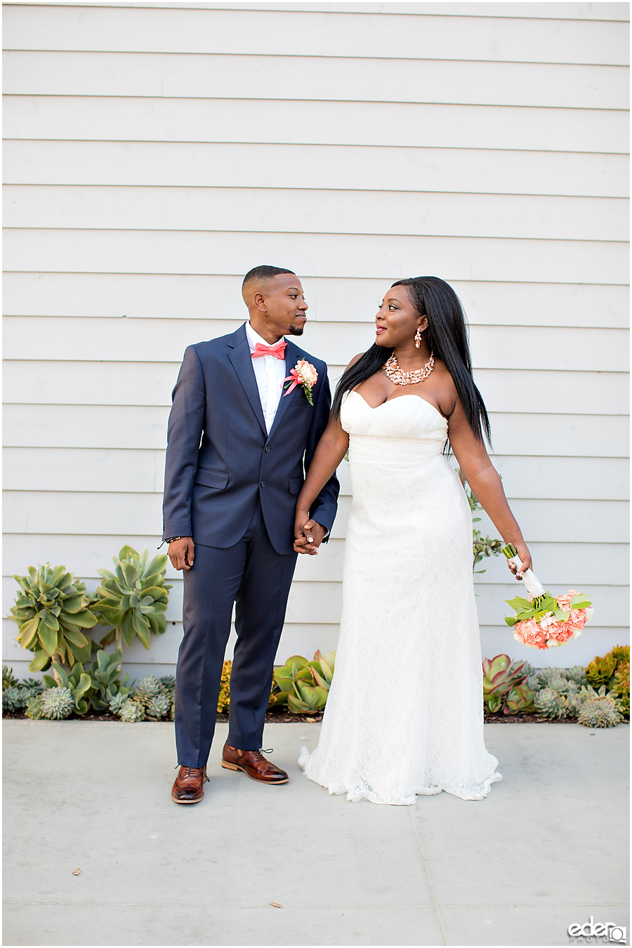 Bride and groom wedding portrait in Imperial Beach.