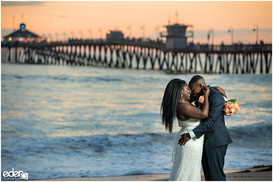 Flash Sunset Beach Wedding Portraits