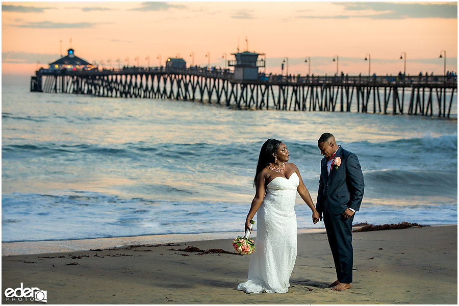 Flash Sunset Beach Wedding Portraits