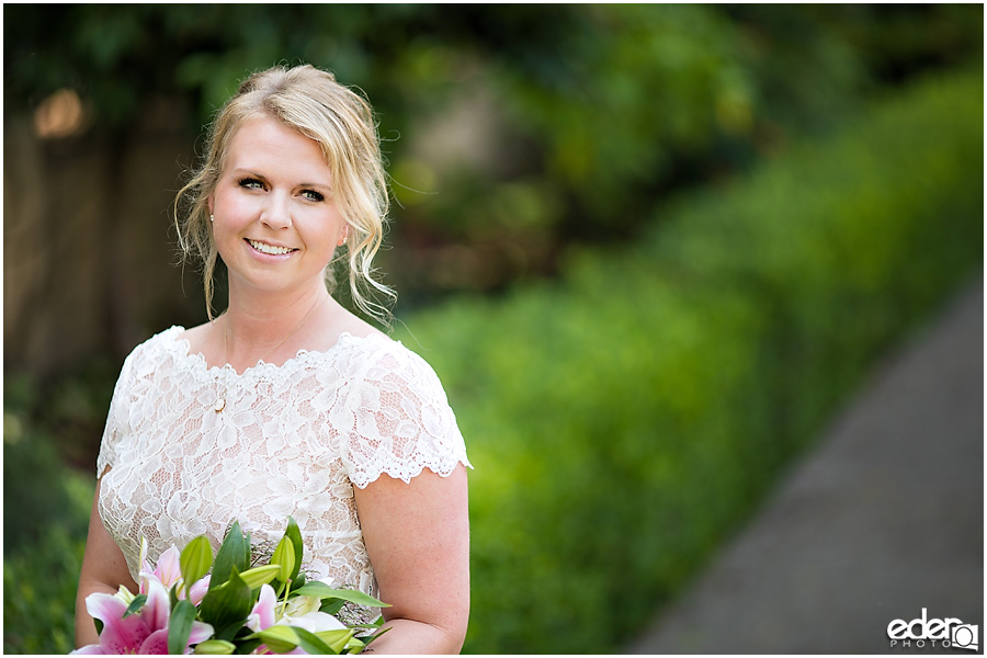 San Diego Elopement closeup portrait of bride.