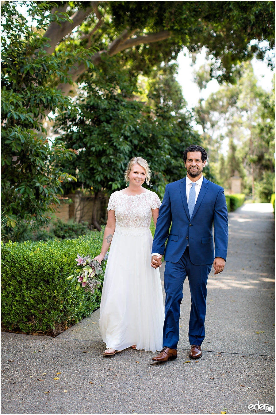 San Diego Elopement couple portrait at Alcazar Garden.